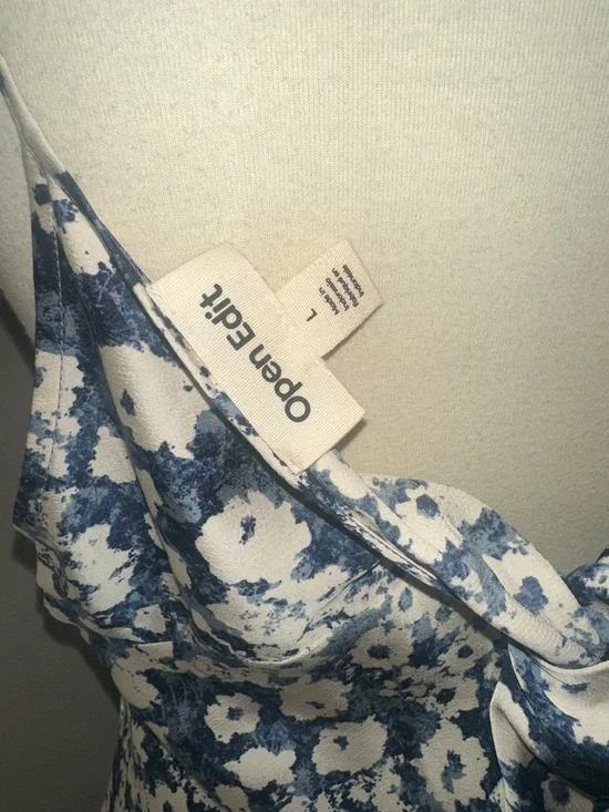 Open Edit Elegant Floral Satin Slip Dress NWT Size Large - Picture 5 of 11